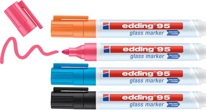 Immagine prodotto Edding Set di pennarelli per lavagna (Arancia, Pink, Nero, Blu chiaro, 3 mm, 4 x)