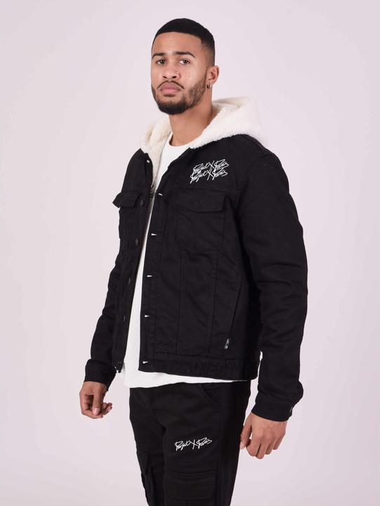 Immagine prodotto Project X Paris Giacca di jeans con cappuccio in pelle di pecora (S)