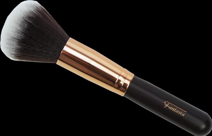 Immagine prodotto Pennello per cipria con ghiera color rame, capelli sintetici, manico marrone scuro (Talco)
