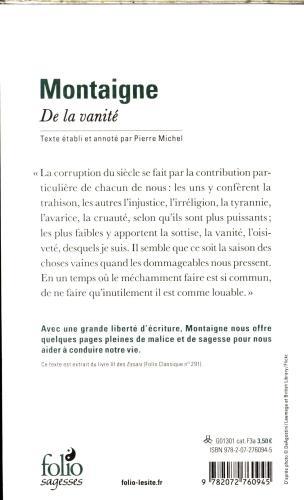 Immagine prodotto De la vanité (Francese, Montaigne Michel de, 2018)