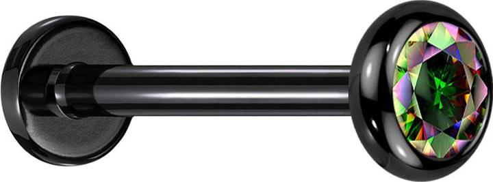 Produktbild Star Piercing Micro Labret Innengewinde schwarz Scheibe abgerundet schwarz Kristall dunkel multicolor (Titan G23, ohne Messing)