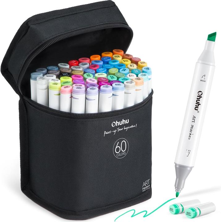Actual product image Ohuhu Art marker (Multicoloured, 6 mm, 60 x)