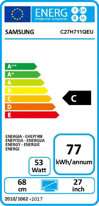Energy Label Samsung C27h711 (2560 x 1440 pixels, 27")