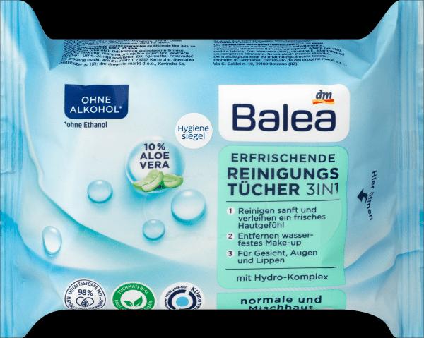 Produktbild dm Balea Erfrischend 3in1 (Reinigungstücher)