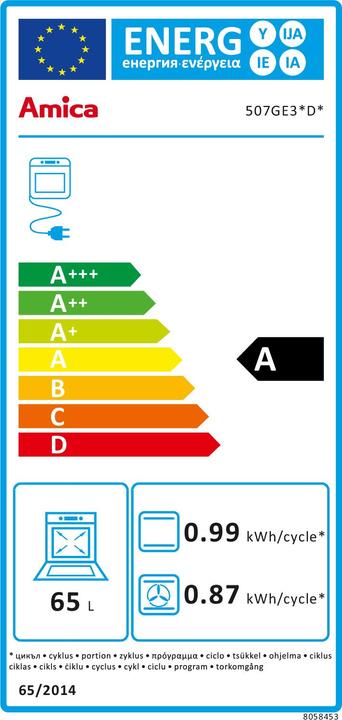 Etichetta energetica Amica Stufa a libera installazione 57GE3.43HZpTaDNAQ (W)