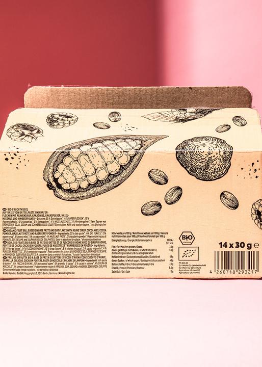 Immagine prodotto KoRo Pallina snack biologica a base di datteri con ripieno dolce al gusto di lampone (Lampone, 30 g)
