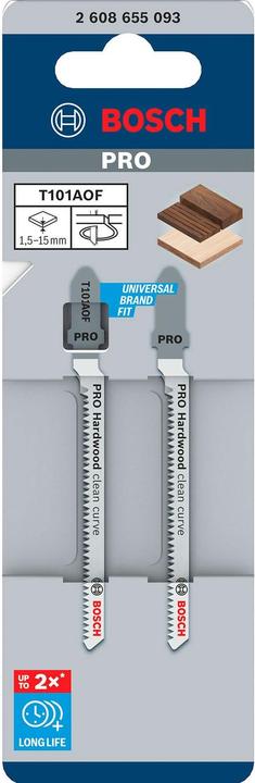 Productafbeelding Bosch Professional Zubehör PRO Hardhout schoonbocht T101AOF Decoupeerzaagblad, 83 mm, 2 stuks.