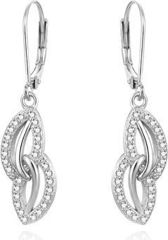 Agato Matching silver earrings with zircons AGUC3504