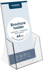 Actual product image Europel Desk brochure holder, A4 portrait, 1 compartment, crystal clear for A4 format, made of polystyrene (A4)