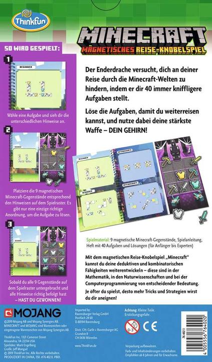 Image du produit Thinkfun Minecraft - Le jeu de voyage magnétique (Allemand)