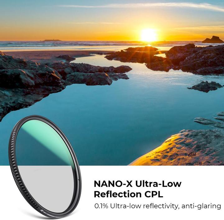 Produktbild K&F Concept 58MM Ultra Low Refl. CPL Filter Super Slim Green Coated, HD, Waterproof, AntiScratch (Nano-X Series)
