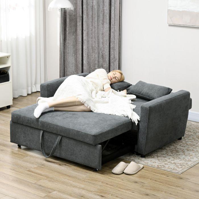 Produktbild Swisshandel24 Schlafsofa, 2-Sitzer, ausklappbar, bis 200 kg, Holzrahmen, 155x90x88,5cm, Dunkelgrau (2-Sitzer)