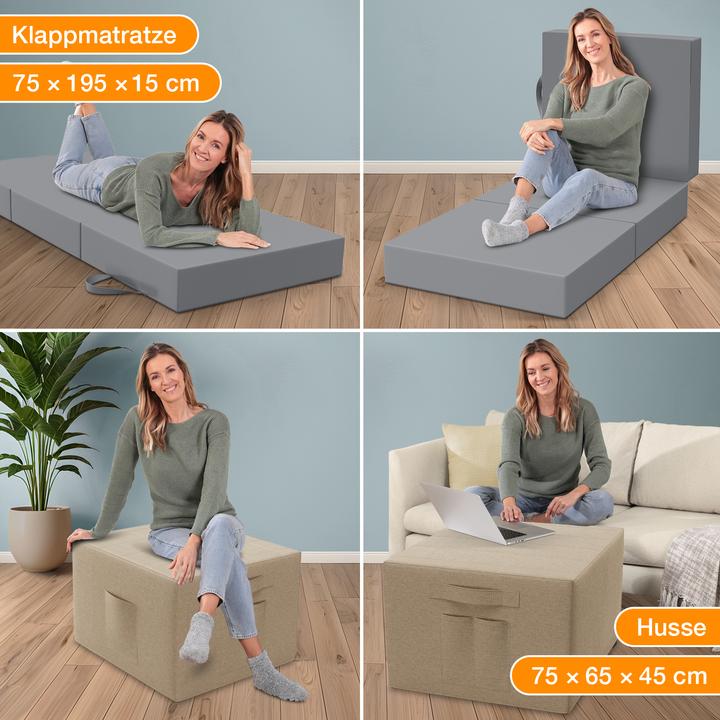 Image du produit Bestschlaf Matelas pliable avec housse et sac de transport (75 x 195 cm, Noyau de mousse)