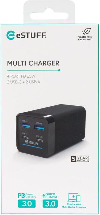 Immagine prodotto eSTUFF Caricatore multiplo PD65W 2C+2A (65 W)