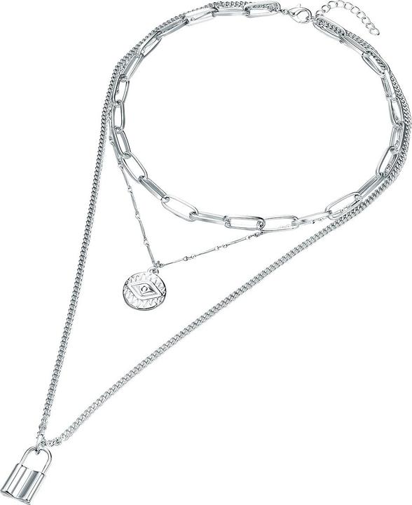 Image du produit Lulu & Jane Femmes serrure en alliage métallique argent 44,0 cm/48,0 cm/68,0 cm chaîne de base + 5,0 - 29113 (Alliage métallique)
