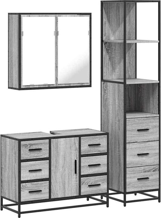 Image du produit VidaXL Ensemble de 3 meubles de salle de bains Gris Sonoma bois composite Ensemble de meubles de salle de