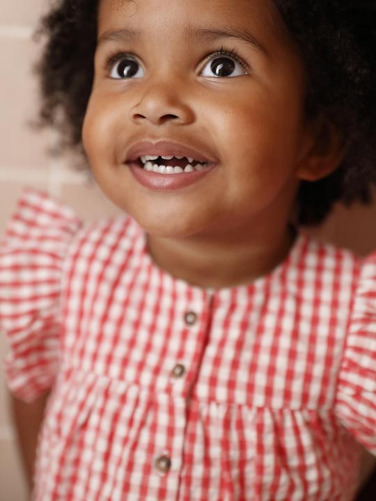 Produktbild Vertbaudet Baby Bluse aus kariertem Seersucker mit Volantärmeln (68)