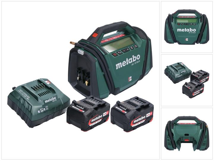 Image du produit Metabo AK 18 Multi Compresseur sur batterie 18 V 11 bar + 2x batterie 4,0 Ah + chargeur (11 bar, 0 l)