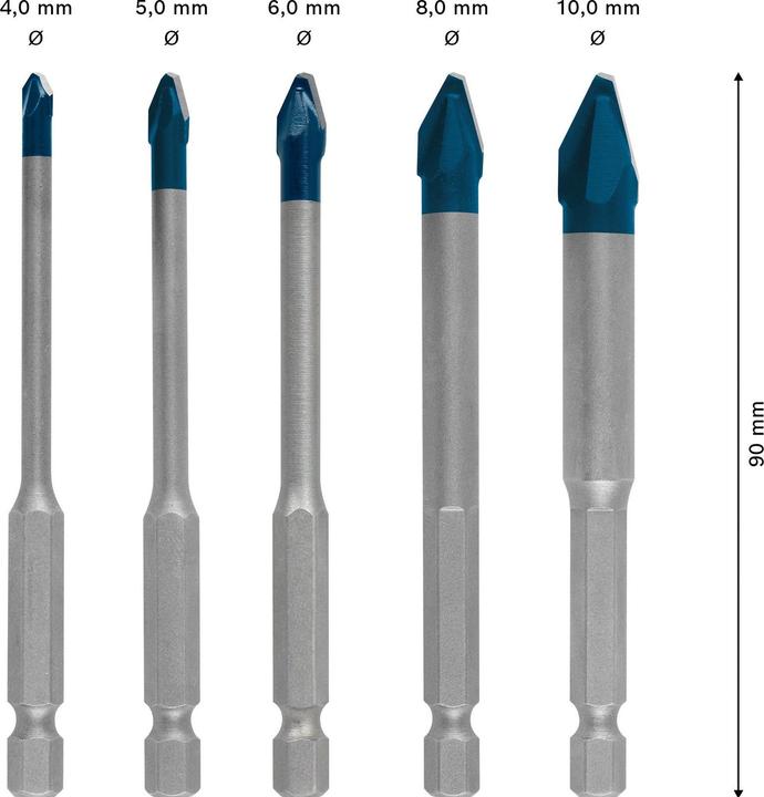 Actual product image Bosch Professional Zubehör EXPERT HEX-9 HardCeramic drill bit set, 4/5/6/8/10 mm, 5 pcs. (5 mm, 4 mm, 6 mm, 8 mm, 10 mm)