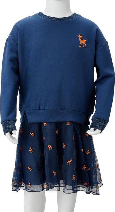 Produktbild VidaXL Kinderkleid mit Langen Ärmeln Marineblau 116,Material: 95 (116)