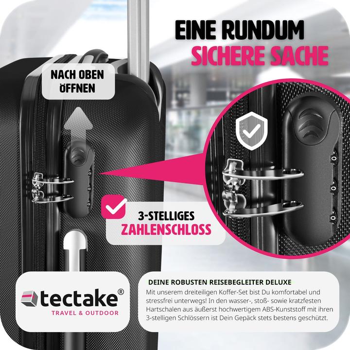Produktbild tectake Hartschalenkofferset (95 l, M (50 - 90l), L (90 - 115l))