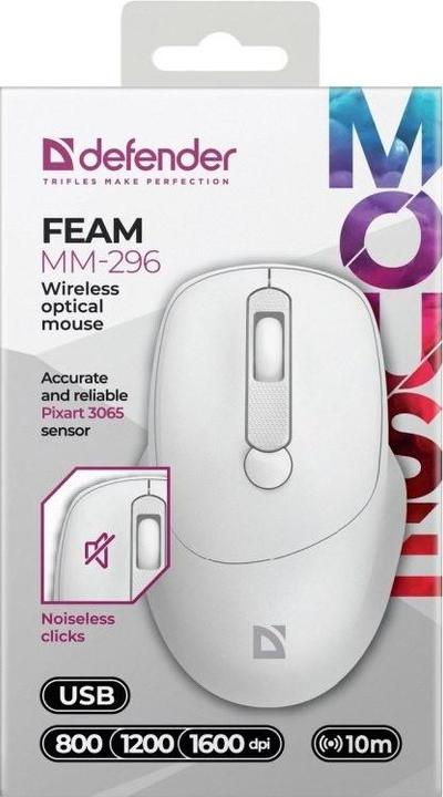 Produktbild Defender FEAM MM-296 RF 1600 DPI kabellose Silent-Click-Maus (Kabellos)