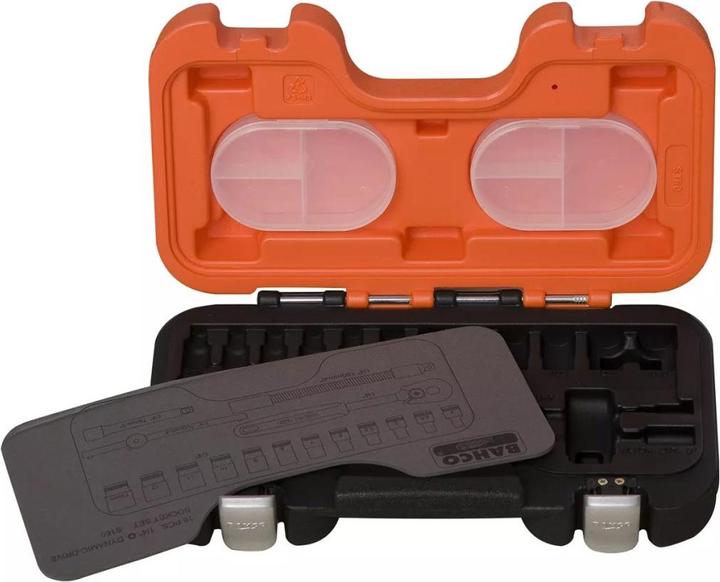 Immagine prodotto Bahco 1/4"-Steckschlüssel-Satz, metrisch, Sechskant, inklusive Umschaltknarre - 16-teilig (13 mm, 8 mm, 10 mm, 4 mm, 11 mm, 7 mm, 12 mm, 6 mm, 9 mm, 5 mm)