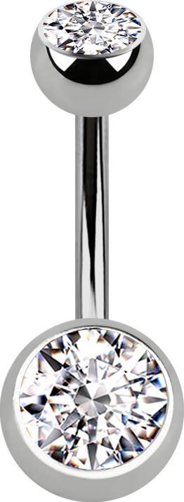 Produktbild Star Piercing Sterile Banane silber mit zwei Kugeln Kristall silber (Titan G23, ohne Messing)
