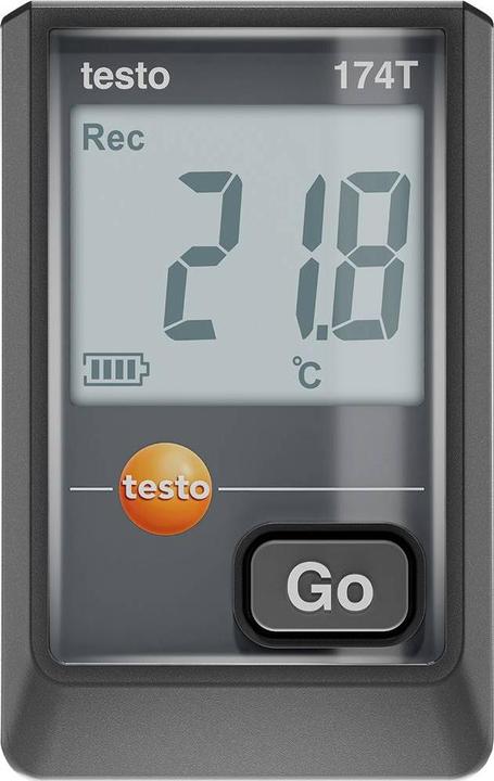 Wall mount, USB 2.0 data transfer cable, Battery (2 x CR 2032 Lithium), Test report., Mini temperature data logger testo 174T