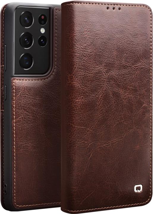 Actual product image QiAlino Fourre Flip cuir véritable (Samsung Galaxy S22 Ultra)