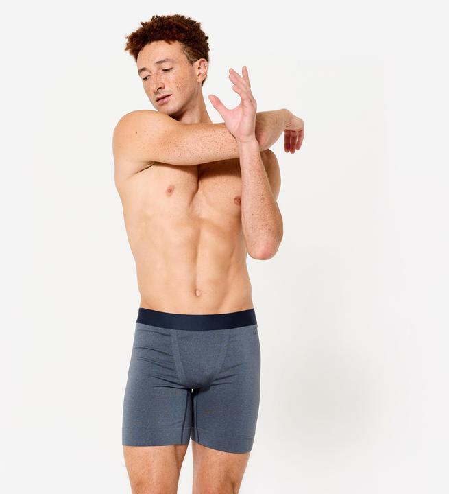 Image du produit Decathlon Boxer long sans couture homme, bleu chiné (XL)