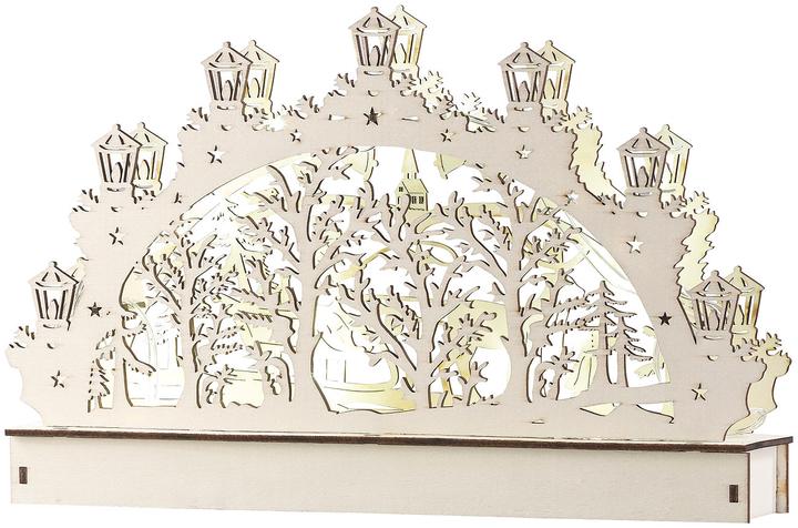 Actual product image Britesta Wooden candle arch with LED lighting and reindeer motif