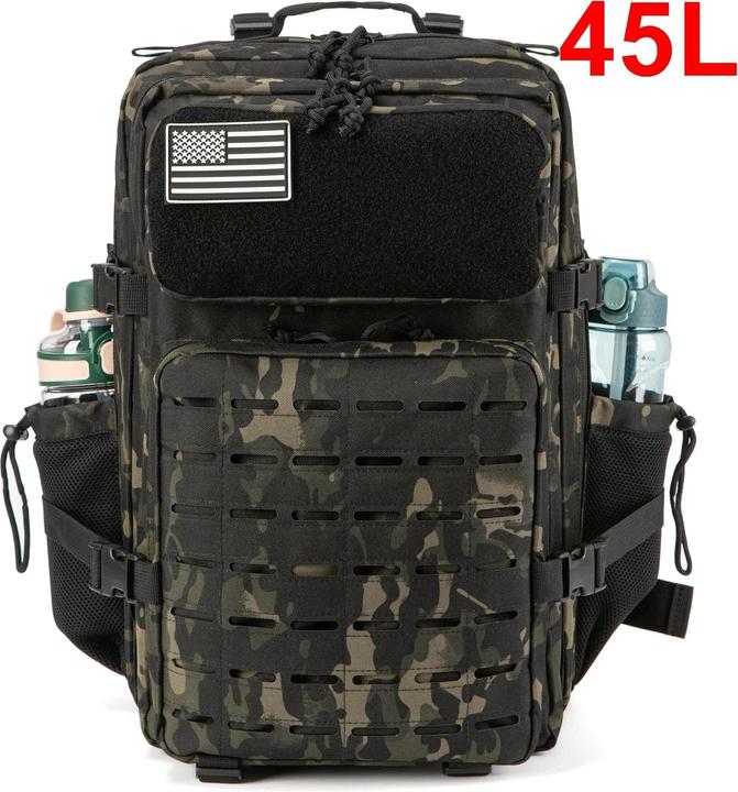 Image du produit Only-Bags.Store Sac à dos tactique Outdoor Survival Bug Out Bag petit sac à dos scolaire Hking avec porte-boisson (25 l)