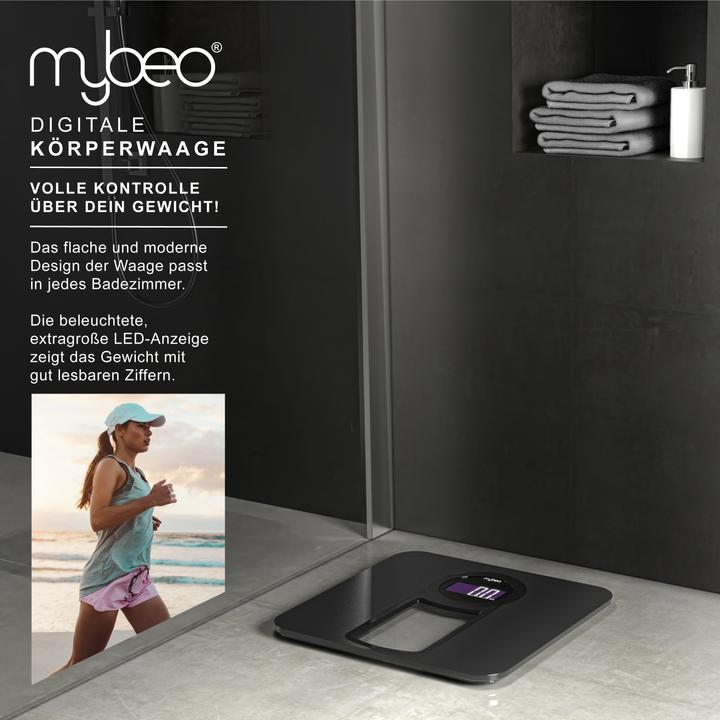 Actual product image Mybeo Digital Body Scale, Bathroom Scale with 6 mm Safety Glass, Glass Personal Scale with LCD Display (150 kg)