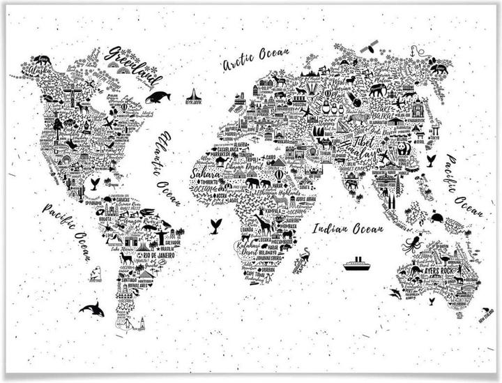 Actual product image Trenddeko World map - Around the world (40 x 30 cm)