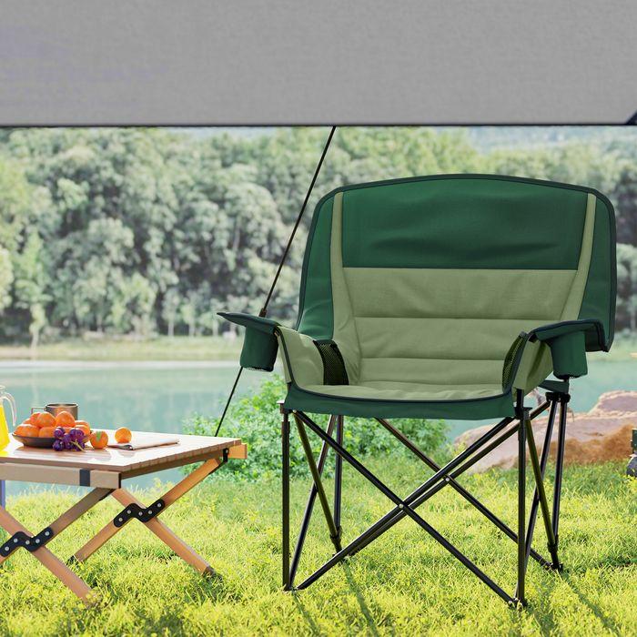 Actual product image Swisshandel24 Campingstuhl faltbarer Gartenstuhl mit Seitentasche, Becherhalter, Grün