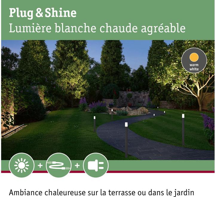 Actual product image Paulmann Socket light Plug & Shine Flarea 40 cm 3000 K, extension (270 lm, IP65)