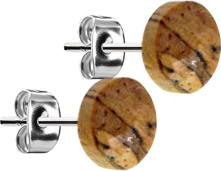 Image du produit Star Piercing Boucles d'oreilles argent Assiette en bois de tamarin (sans laiton, Organique, Acier chirurgical 316L)