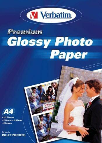 Immagine prodotto Verbatim Carta fotografica A4 Premium lucida, 20 pezzi (254 g/m², A4, 20 x)