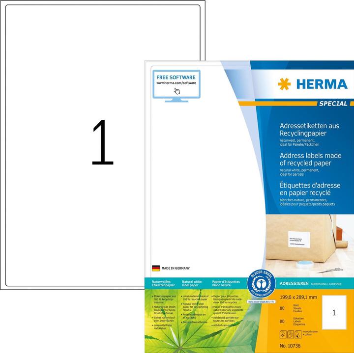 Actual product image HERMA Recycling labels A4