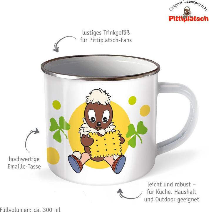 Produktbild Unser Sandmännchen Emaille Becher Tasse Pittiplatsch (300 ml)