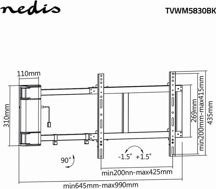 Produktbild Nedis Motorisierte TV-Wandhalterung 32-60" (Decke, 60", 40 kg)