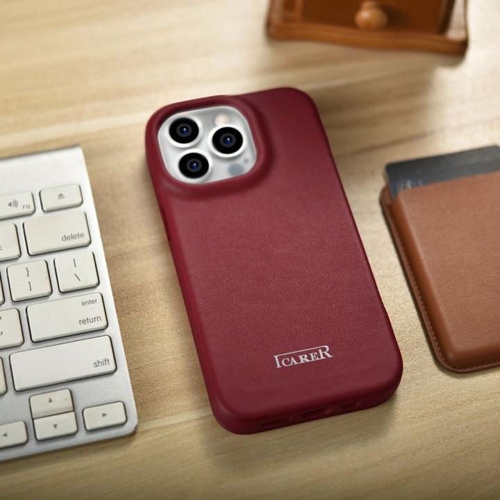 Produktbild iCarer CE Premium Leder Folio Case für iPhone 14 Pro Magnetic Flip Leder Folio Case MagSafe Rot (WMI (Apple iPhone 14 Pro)
