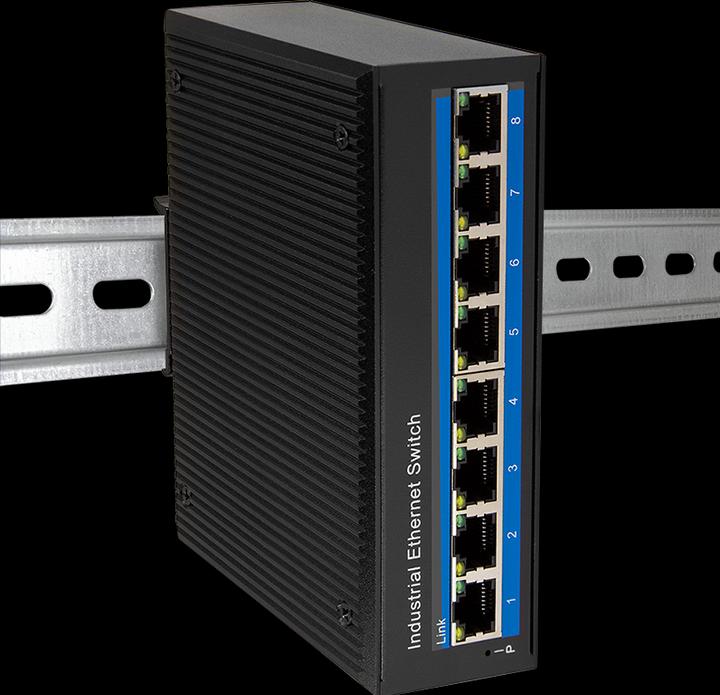 Produktbild LogiLink NS200 Industrieller Fast Ethernet Switch 8-Port 10/100 Mbps Hutschienenmontage (8 Ports)