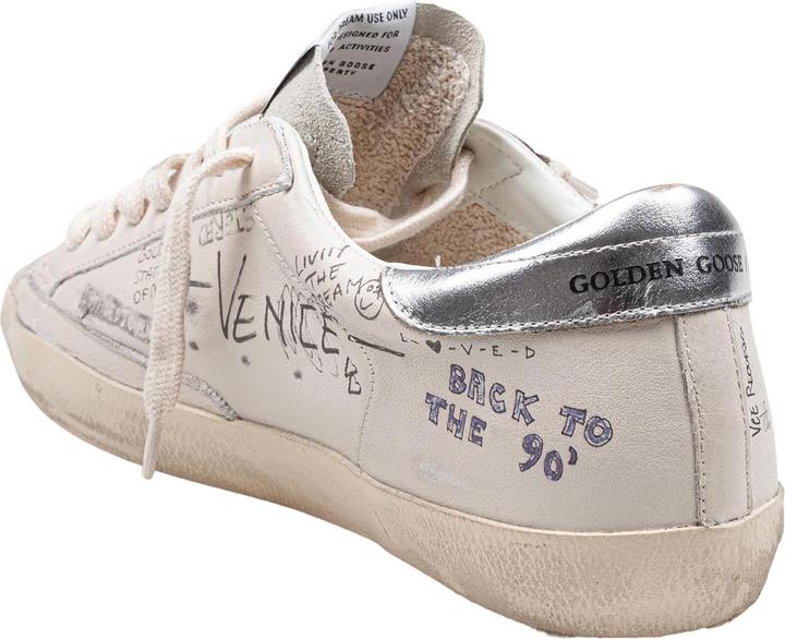 Actual product image Golden Goose super star sneakers in leather and suede color white and silver (40)