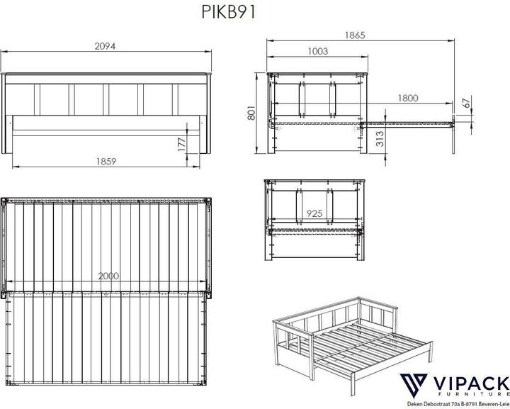 Nutritional values and ingredients Vipack Pino Pull-Out Captain Bed White (180 x 200 cm)