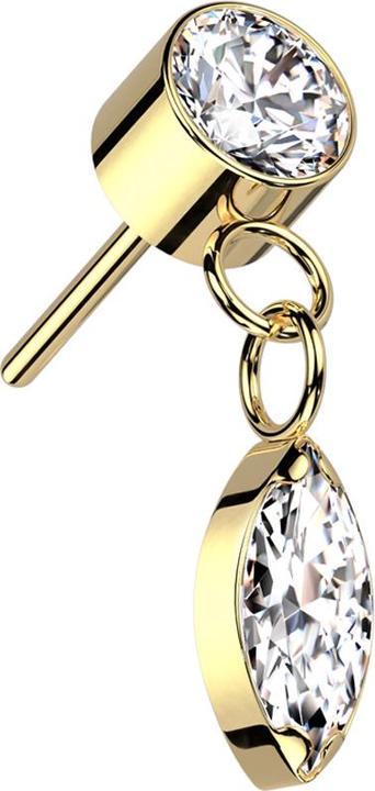 Produktbild Star Piercing Threadless Zylinder vergoldet Kristall silber Anhänger Ovaler Kristall silber (ohne Messing, Titan G23)