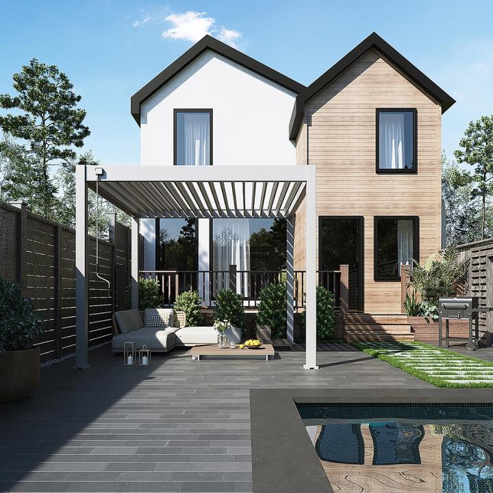Image du produit Weide Pergola Classic 3x3.6m mit Lamellendach Sand (300 cm, 360 cm)
