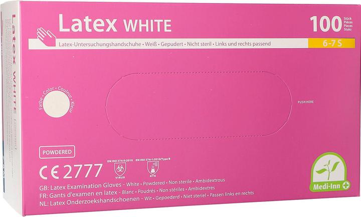Actual product image Papstar Disposable gloves Medi-Inn® PS Latex White, for left & right, powdered, non-sterile, various... (S)