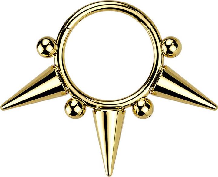 Star Piercing Micro Segmentring klappbar vergoldet Cone und Kugeln (Chirurgenstahl 316L)